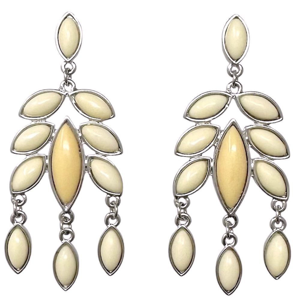 Cream Ivory Tones Chandelier Statement Post Drop Earrings